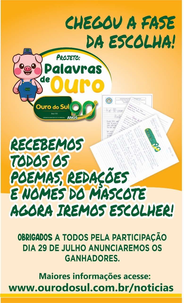 Projeto Palavras de Ouro — segunda etapa com escolha das melhores redações